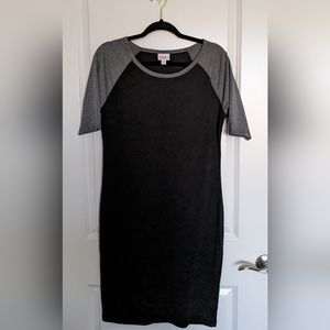LuLaRoe Julia Dress Size Med Black and Gray